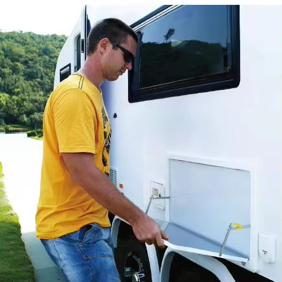 ModuRoad Heavy Duty RV Exterior Folding Table | Keyless Latch-and-Go Aluminum Drop Down Counter for Camper Van & Travel Trailer